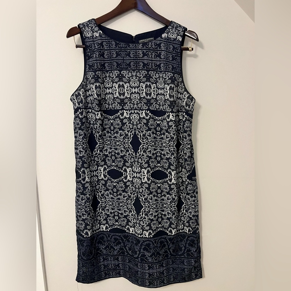 Chelsea & Theodore Navy and White Knee length Dress.